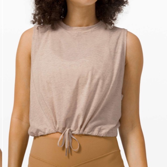 Lululemon Adapt to You Tank Heathered Dune Crop Tank Beige Medium - Picture 4 of 8